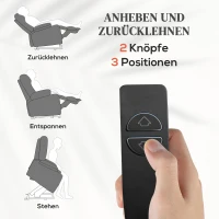 HOMCOM Aufstehhilfe Seniorensessel, Liegefunktion, inkl. Fernbedienung, 144 cm x 91 cm x 88 cm, Grau(m-4)