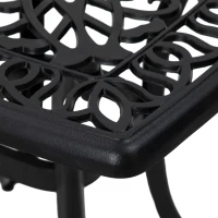Outsunny Cast Aluminium Bistro Table, Outdoor Square Side Table with Umbrella Hole, Garden Table for Balcony, Black(m-8)