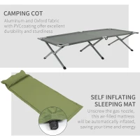 Outsunny Folding Camping Tent Cot, Portable Tent Shelter Combo with Self-Inflating Air Mattress Carry Bag for 1 Person(m-6)