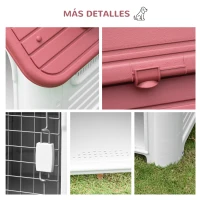 PawHut Caseta para Perro con Puerta Extraíble Base Elevada 3 Respiraderos y Ventana Abrible Caseta de Perros para Interior y Exterior 72x87x75 cm Gris Rojo(m-7)
