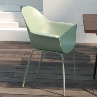 Outsunny Set 4 Sedie da Giardino con Piedini Antiscivolo, in PP e Acciaio, 59x55x84 cm, Verde(m-6)