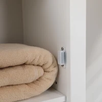 Kleankin Armario Alto para Baño Mueble Columna de Baño con 3 Estantes Abiertos y Armario de Puerta Balda Ajustable Interior Carga Máx. 40kg 35x30x170 cm Blanco(m-8)