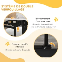 PawHut Barrière de sécurité pour chien barrière d'escalier extensible double verrouillage 74-80 x 76 cm noir(m-5)