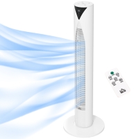 HOMCOM Ventilateur tour avec télécommande minuterie 12 heures mode veille 3 vitesses 31,5 x 31,5 x 96 cm blanc