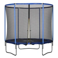 HOMCOM Trampolin mit Sicherheitsnetz Gartentrampolin für Innen- und Außenbereich Fitnesstrampolin für Jugendliche und Erwachsene Stahl Blau+Schwarz bis 113,6 kg Ø244 x 240H cm(m-8)