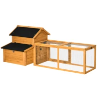 PawHut Chicken Coop with Run Hen House Wooden Poultry Cage Coops w/ Nesting Box Removable Tray Outdoor 180 x 92 x 78 cm, Yellow(m-11)
