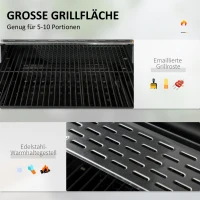 Outsunny Kohlegrill BBQ-Grill Smoker, inkl. Thermometer, Flaschenöffner, 120 x 64 x 114 cm, Schwarz(m-4)
