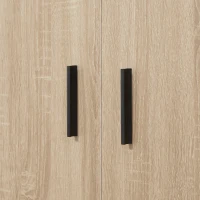 HOMCOM Aparador de Salón Moderno con 2 Puertas 1 Cajón y 3 Estantes Abiertos 80x30x96,5 cm Natural(m-9)