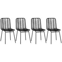 HOMCOM Lot de 4 chaises de salle à manger design bohème en résine tressée imitation rotin et piètement métal - 44 x 58 x 85 cm(m-10)