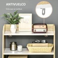 HOMCOM Estantería Infantil con 2 Puertas y 3 Estantes Abiertos Aparador Auxiliar de Cocina Moderno 58x30x93 cm Natural(m-4)