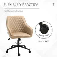 Vinsetto Silla de Oficina Basculante de Cuero PU con Altura Ajustable para Dormitorio Estudio 59x60x90-100 cm Marrón(m-6)