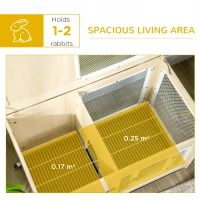 PawHut Rabbit Hutch, with Wheels, Removable Tray, Openable Roof, for 1-2 Rabbits - Oak Tone(m-4)