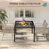 Outsunny Four-Seater Steel Garden Table, with Wired Top - Grey(m-5)