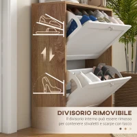 HOMCOM Scarpiera Slim con 3 Ripiani Regolabili a 2 Livelli per 12 Paia, in Truciolato e MDF, 60x24.5x75.5 cm(m-6)