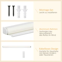 HOMCOM Fensterrollo mit Fernbedienung, USB-Schnittstelle, aufladbarer Akku, 90 cm x 180 cm x 7 cm, Weiß(m-8)
