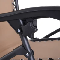 Outsunny Tumbona Plegable de Jardín Silla Gravedad Cero Sillón de Playa Relajante Texteline Marco Acero Carga 120kg 90x65x110 cm Beige(m-6)