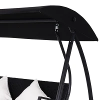 Outsunny Dondolo Polyrattan da Giardino a 3 posti, 2 Cuscini e Baldacchino Ferro Verniciato a Polvere Tetto Idrorepellente Cuscini Sfoderabili 198x124x179cm 360kg(m-8)