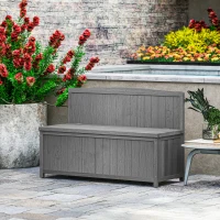 Outsunny Wood Storage Bench for Patio Furniture, Outdoor Garden Seating Tools, Grey(m-2)