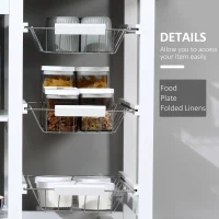 HOMCOM Rolling Kitchen Island on Wheels Trolley Utility Cart with Spice Racks, Towel Rack, Baskets & Drawers for Dining Room(m-7)