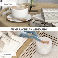 HOMCOM Hocker Polsterhocker, Teddyfleece, versteckter Stauraum, umkehrbarer Deckel, 56 cm x 56 cm x 42 cm, Weiß(m-7)