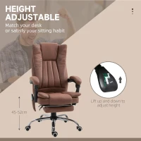 Vinsetto Office Chair with Massage and Heat, Microfibre Reclining Computer Desk Chair with Footrest and Adjustable Height, Swivel Wheels for Home Office, Brown(m-4)