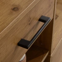 HOMCOM Coat Rack with Shoe Bench Set, Hall Tree, Hallway Set with 6 Hooks, Drawer and Storage Cabinet, Black and Natural(m-8)