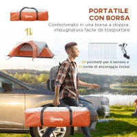 Outsunny Tenda da Campeggio 5-6 Posti con Portico, Impermeabile 3000mm con Borsa di Trasporto, Arancione(m-8)