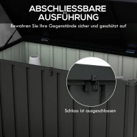 Outsunny Aufbewahrungsbox, Gartentruhe, 450L Stauraum, 2 Räder, Stahlrahmen, 125x61x70 cm, Dunkelgrau(m-7)