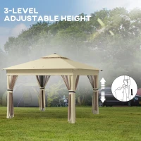 Outsunny 3 x 3 Sturdy Pop Up Gazebo with Solar-Powered LED Lights, Adjustable for Outdoor Events, Khaki(m-7)