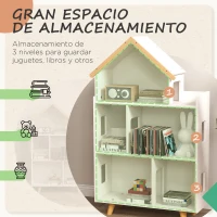 ZONEKIZ Estantería para Juguetes Infantil Organizador Infantil de 3 Niveles con 1 Techo Carga 50 kg 65x25x108,5 cm Blanco(m-4)