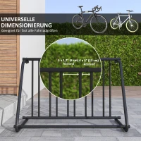 DURHAND Fahrradständer für 3 Fahrräder, wetterbeständig, zusätzliche Halterung, 114 x 58 x 75 cm, Schwarz(m-5)