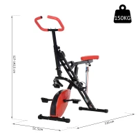 HOMCOM Vélo d'appartement body trainer 2 en 1 pliable écran LCD 8 niv. de résistance acier ABS PVC rouge noir(m-3)