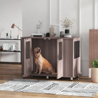 PawHut Dog Crate Table for Medium and Large Dogs with Magnetic Door for Indoor Use, 116 x 60 x 87 cm, Purple(m-2)