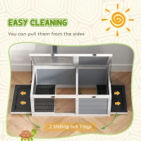 PawHut Wooden Tortoise Enclosure, Tortoise House w/ Lamp Holder, for Outdoor, Indoor, Light Grey(m-6)