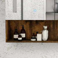 kleankin Mueble con Espejo de Pared con Estante Ajustable Interruptor Táctil y Color de Luz Ajustable 70x15x70 cm Marrón Rústico(m-9)