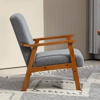 HOMCOM Armchair with Wide Seat, Boucle Accent Chair, Thick Padded Occasional Chair with Solid Wood Frame for Living Room Bedroom Home Office Reception Balcony, Grey(m-7)