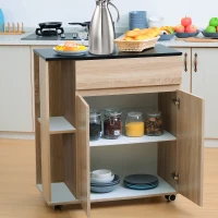 HOMCOM Carrello da Cucina con Ruote, Carrello Cucina con Cassetti Armadietto in Legno Truciolato 78x39.5x88.5cm(m-9)