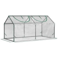 Outsunny Gewächshaus mit Fernster, PE-Gitterfolie, Foliengewächshaus aus Stahl, Treibhaus für Balkon, Garten, Tomatenhaus 120x60x60cm, Tomatengewächshaus für Gemüse, Blumen, Pflanzen, Transparent(m-1)