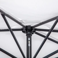 Outsunny Demi-Parasol Ø 2,6 m, parasol de balcon 5 entretoises acier polyester crème(m-9)