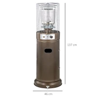 Outsunny 11KW Patio Bullet Heater with Tip-over Protection, Gas Glass Tube Electronic Ignition Floor Standing Stainless Steel Garden Outdoor 137Hcm(m-3)