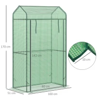 Outsunny Serre de Jardin Serre à tomates avec Porte zippée déroulante bâche PE Haute densité 130 g/m² Anti-UV métal dim. 1L x 0,51l x 1,7H m Vert(m-3)