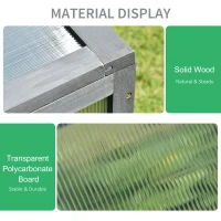 Outsunny Wooden Cold Frame, Small Polycarbonate Greenhouse for Plants with Openable & Tilted Top Cover, Grey, 100 x 65 x 40cm(m-6)