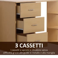 HOMCOM Scrivania Porta PC con 3 Cassetti e 3 Ripiani, Scrivania per Camera e Ufficio 120x49x72cm Legno Naturale(m-6)