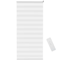 HOMCOM Doppelrollo mit Fernbedienung, USB-Schnittstelle, aufladbarer Akku, 80 cm x 180 cm x 7 cm, Weiß(m-1)