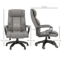 Vinsetto Office Chair with 6-Point Maaage and Back Heat, PU Desk Chair with Padded Seat and Armrest, Computer Chair with Tilt Function for Home, Grey(m-3)