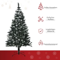 HOMCOM Künstlicher Weihnachtsbaum 1,8 m Christbaum Schnee getaucht Design Tannenbaum 603 Äste flammhemmend PVC Dunkelgrün Ø90 x 180 cm(m-4)