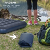 Outsunny Luftmatratze für 2 Personen, weich & robust, 203x152x22cm, Dunkelblau(m-7)