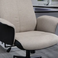 Vinsetto Office Chair, Linen Fabric Desk Chair, Comfortable Computer Chair with Adjustable Height, Padded Armrests and Swivel Wheels, Beige(m-9)