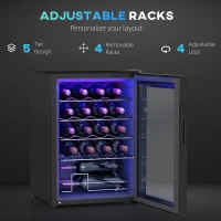 HOMCOM 20 Bottle 5-18℃ Countertop Wine Fridge - Black(m-6)