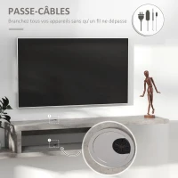 HOMCOM Meuble TV mural flottant suspendu support TV - étagère murale flottante - niche, passe-fils - gris(m-6)